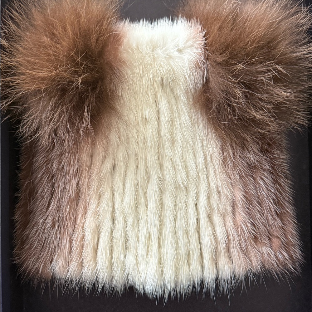 Fur hat in Cream and Brown